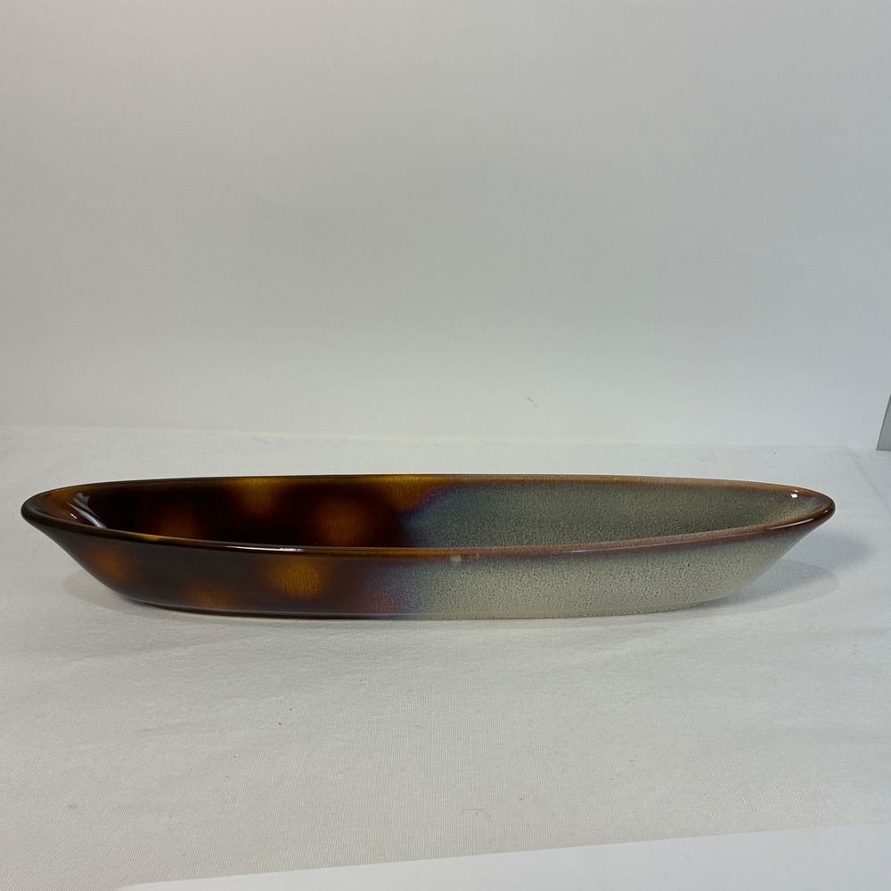 Abode Pottery Olive Tray Stoneware 14in Brown Tortoise Shell Earthy Granola Boho - Picture 3 of 8
